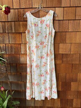 LAURA ASHLEY Vintage Summer Floral Sleeveless Swing Skirt Dress - Women's 14